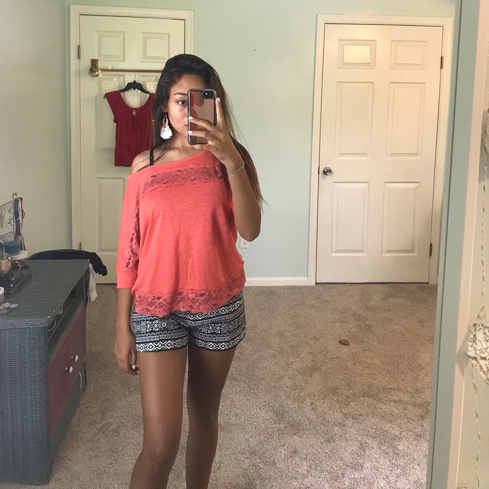 Coral Off the Shoulder Top